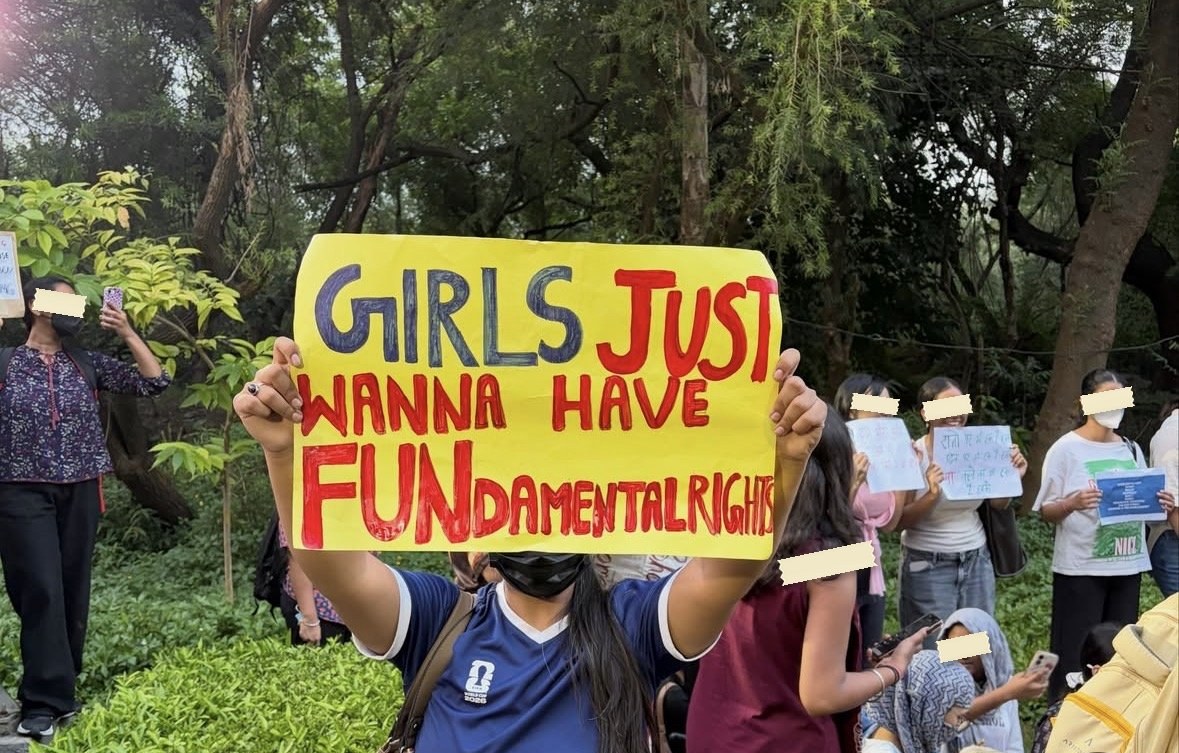 From The LSR and Delhi University women's safety protests, photographed at Delhi. In the Democracy by Design archive.