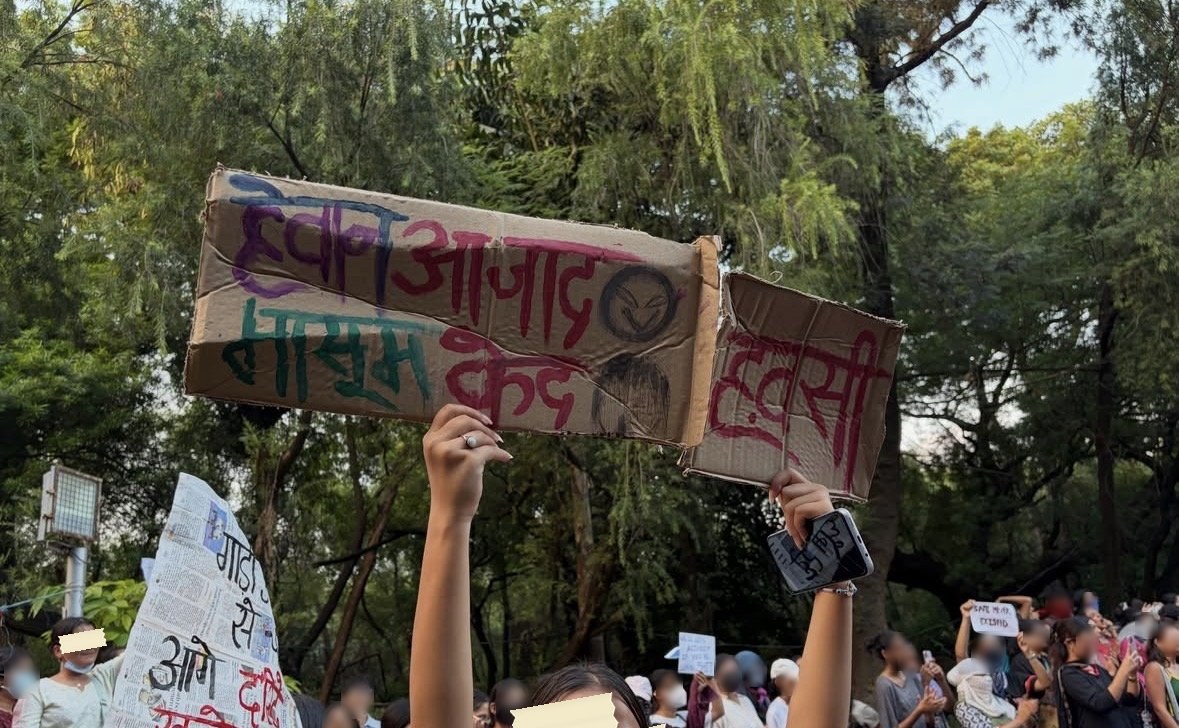 From The LSR and Delhi University women's safety protests, photographed at Delhi. In the Democracy by Design archive.