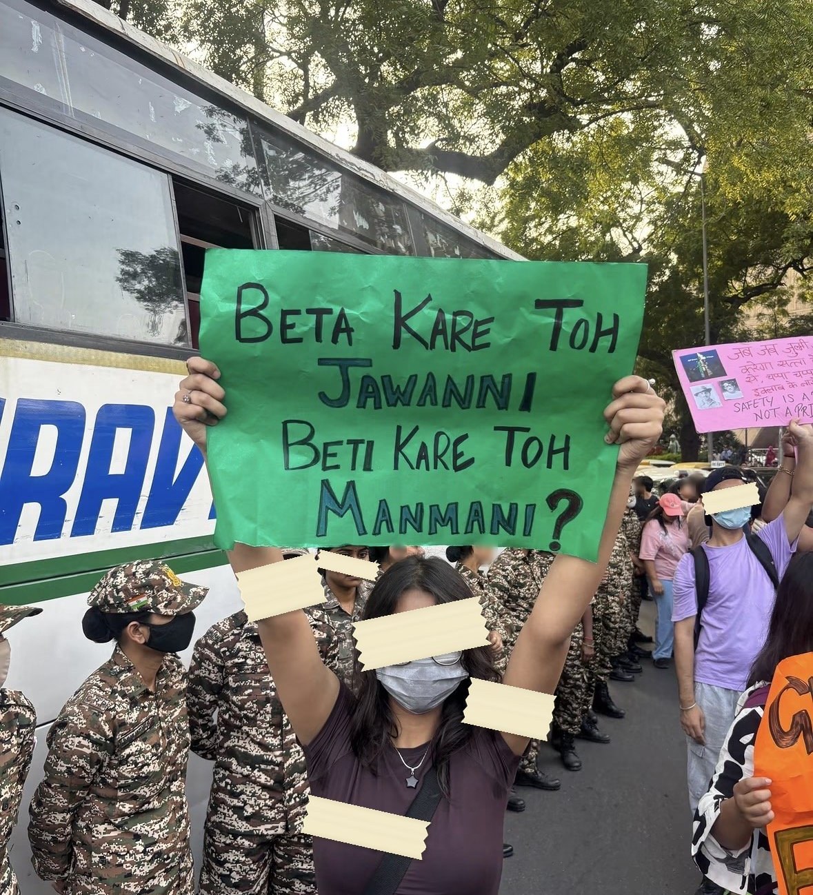 From The LSR and Delhi University women's safety protests, photographed at Delhi. In the Democracy by Design archive.