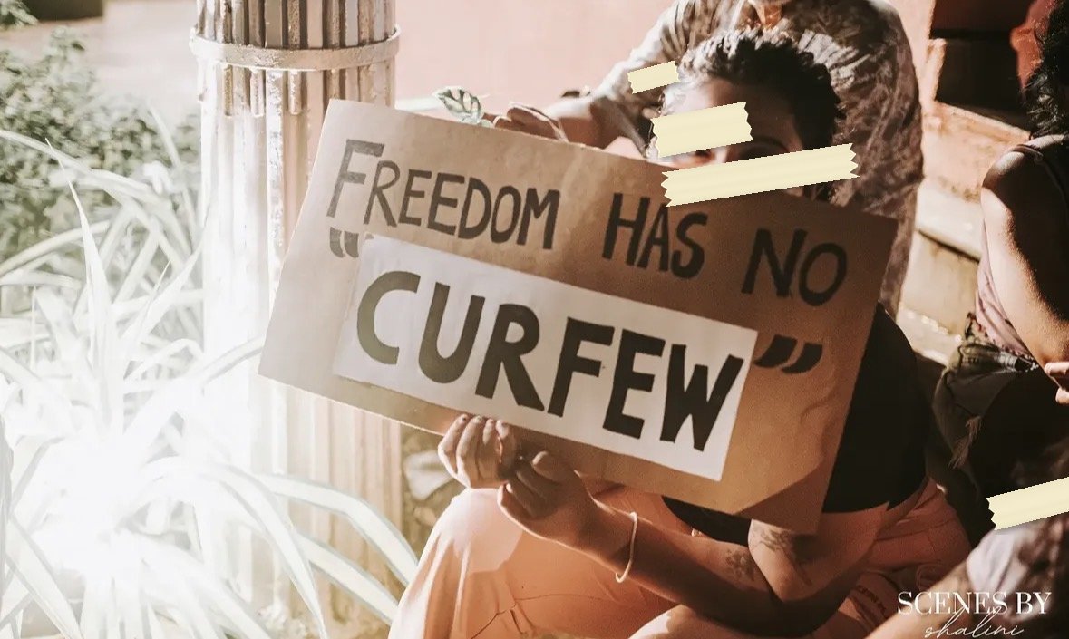 From The LSR and Delhi University women's safety protests, photographed at Goa. In the Democracy by Design archive.