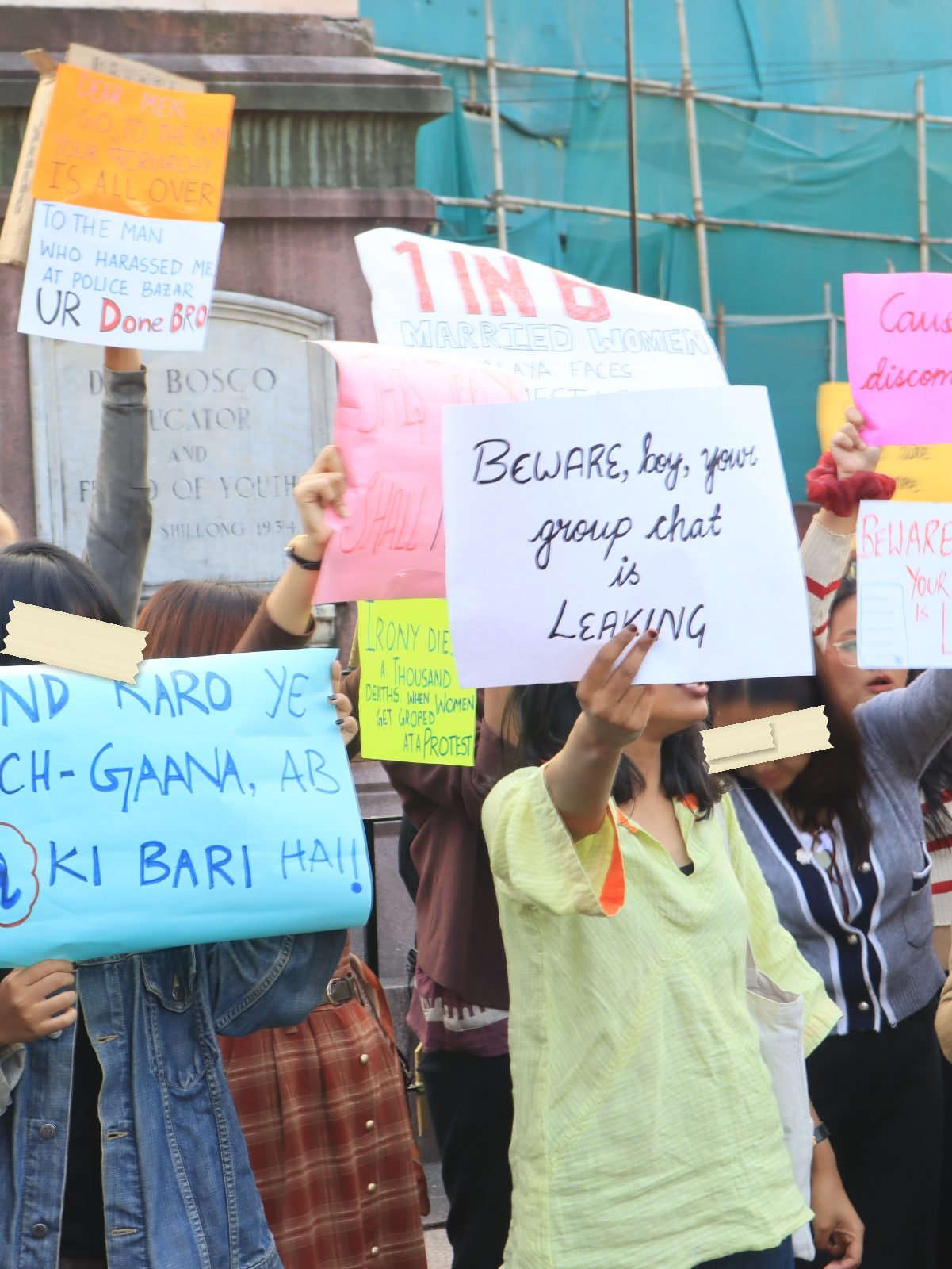 From The LSR and Delhi University women's safety protests, photographed at Don Bosco Square, Shillong. In the Democracy by Design archive.