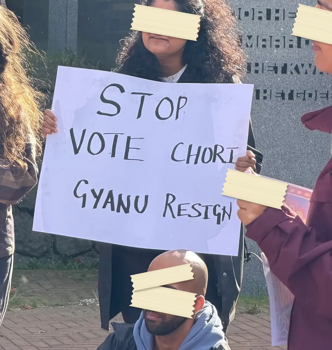 From The SIR and 'vote chori' protests abroad, photographed at The Hague, Netherlands. In the Democracy by Design archive.
