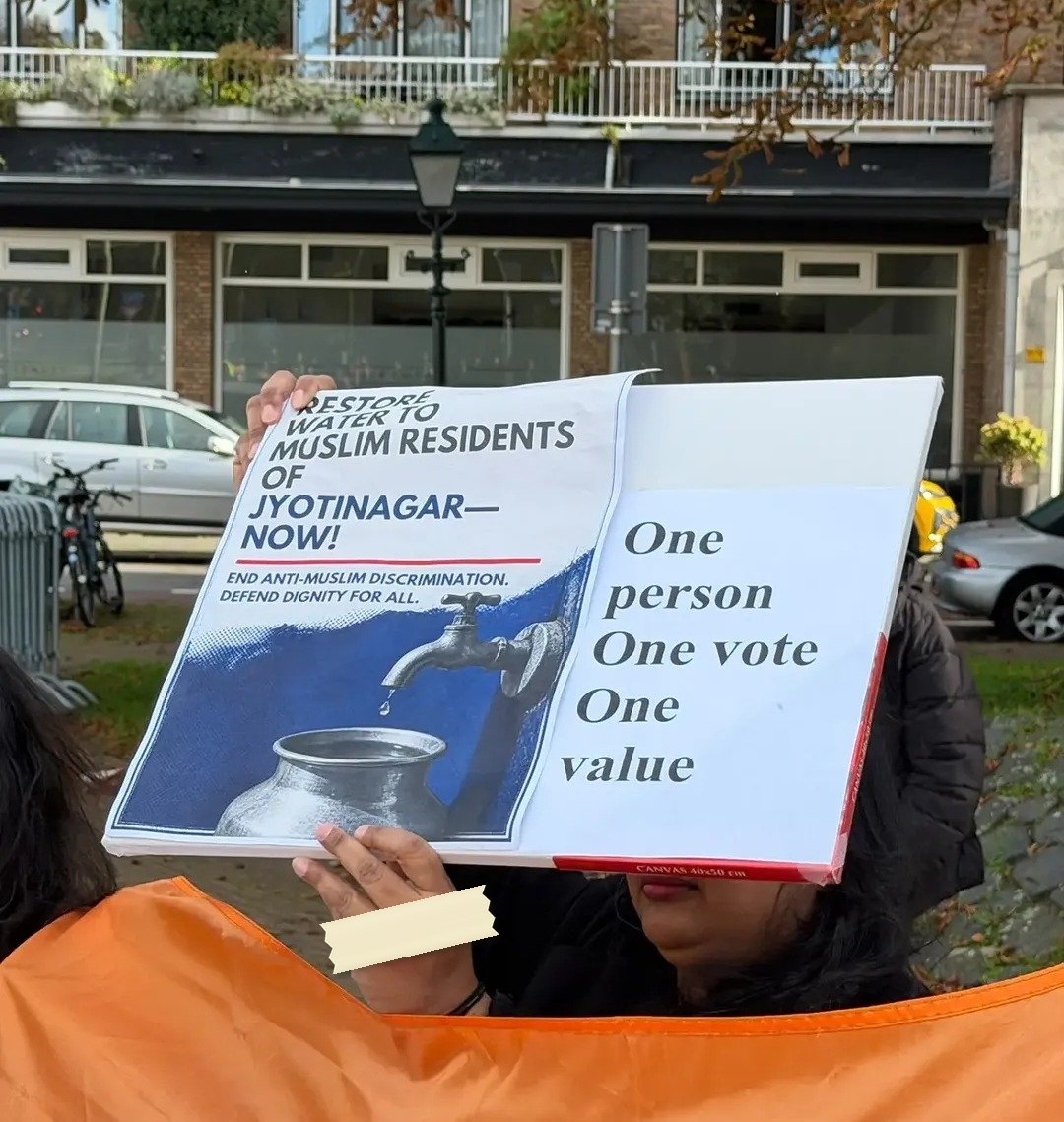 From The SIR and 'vote chori' protests abroad, photographed at The Hague, Netherlands. In the Democracy by Design archive.