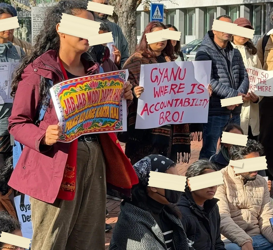 From The SIR and 'vote chori' protests abroad, photographed at The Hague, Netherlands. In the Democracy by Design archive.